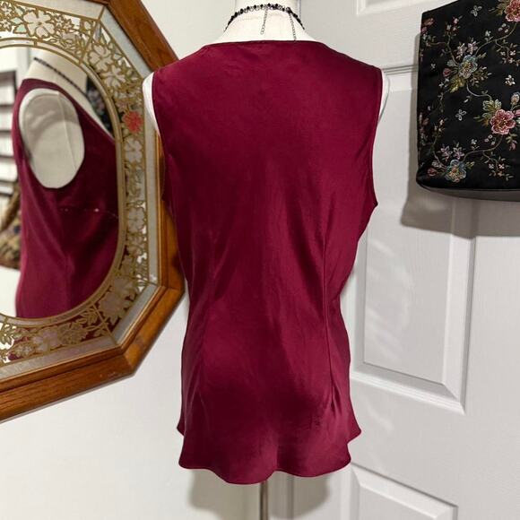 VTG Y2K Alfani Burgundy Red Silk Beaded Lace Vampy Dark Feminine Top 10/M - Picture 5 of 8